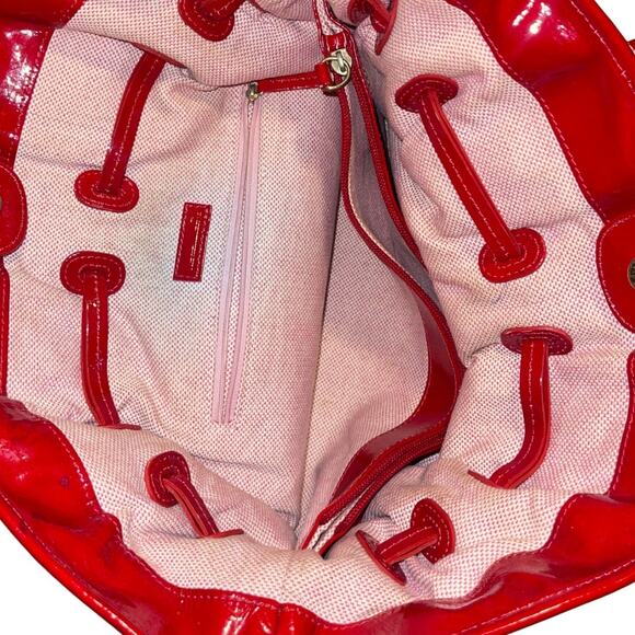 Dooney & Bourke Vintage Red Patent Leather Hayden Shoulder Handbag Purse - Picture 4 of 8